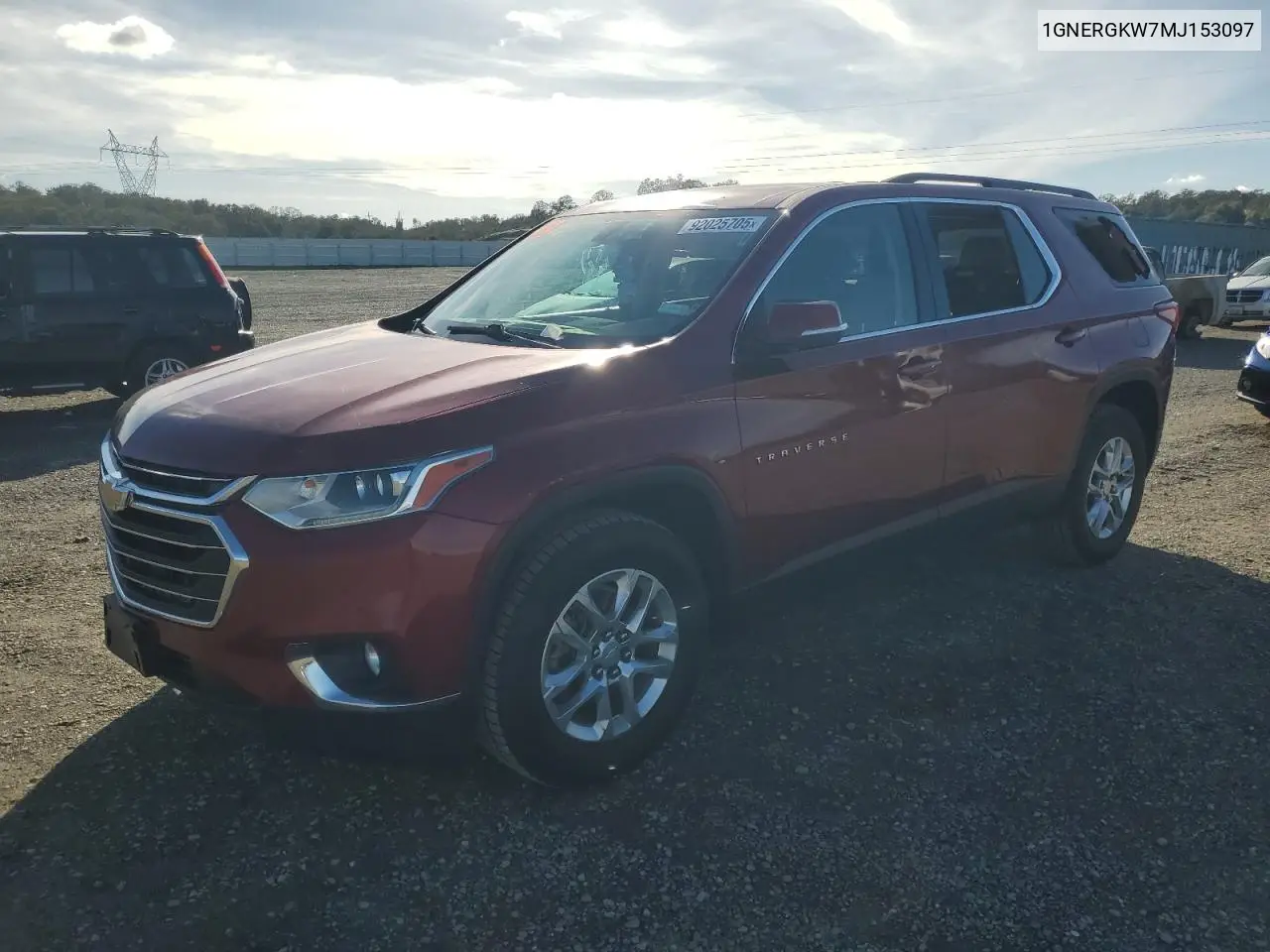 1GNERGKW7MJ153097 2021 Chevrolet Traverse Lt