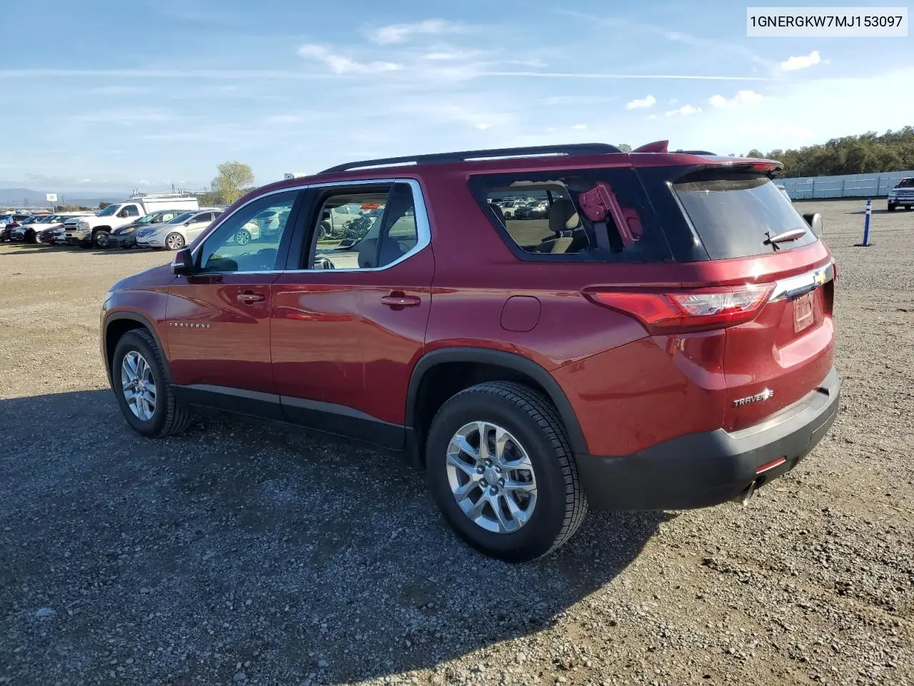 1GNERGKW7MJ153097 2021 Chevrolet Traverse Lt