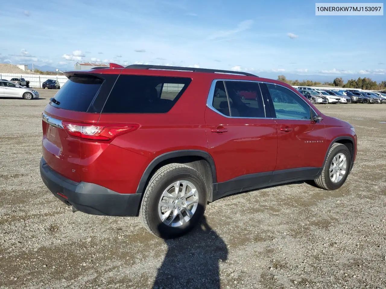 1GNERGKW7MJ153097 2021 Chevrolet Traverse Lt