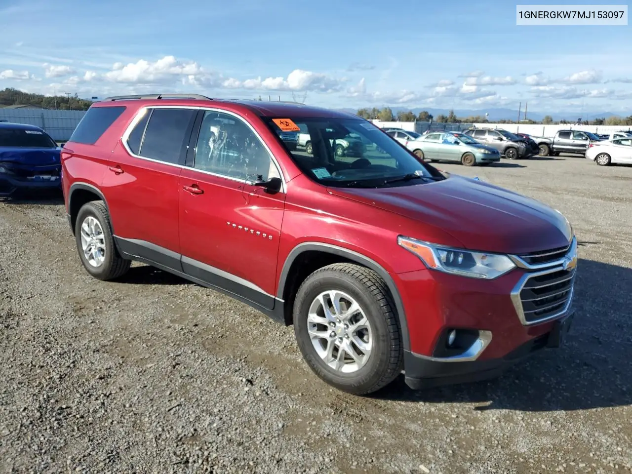 1GNERGKW7MJ153097 2021 Chevrolet Traverse Lt