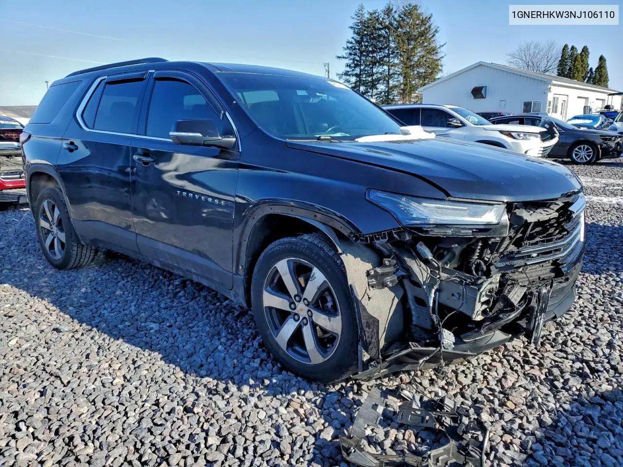 1GNERHKW3NJ106110 2022 Chevrolet Traverse Lt