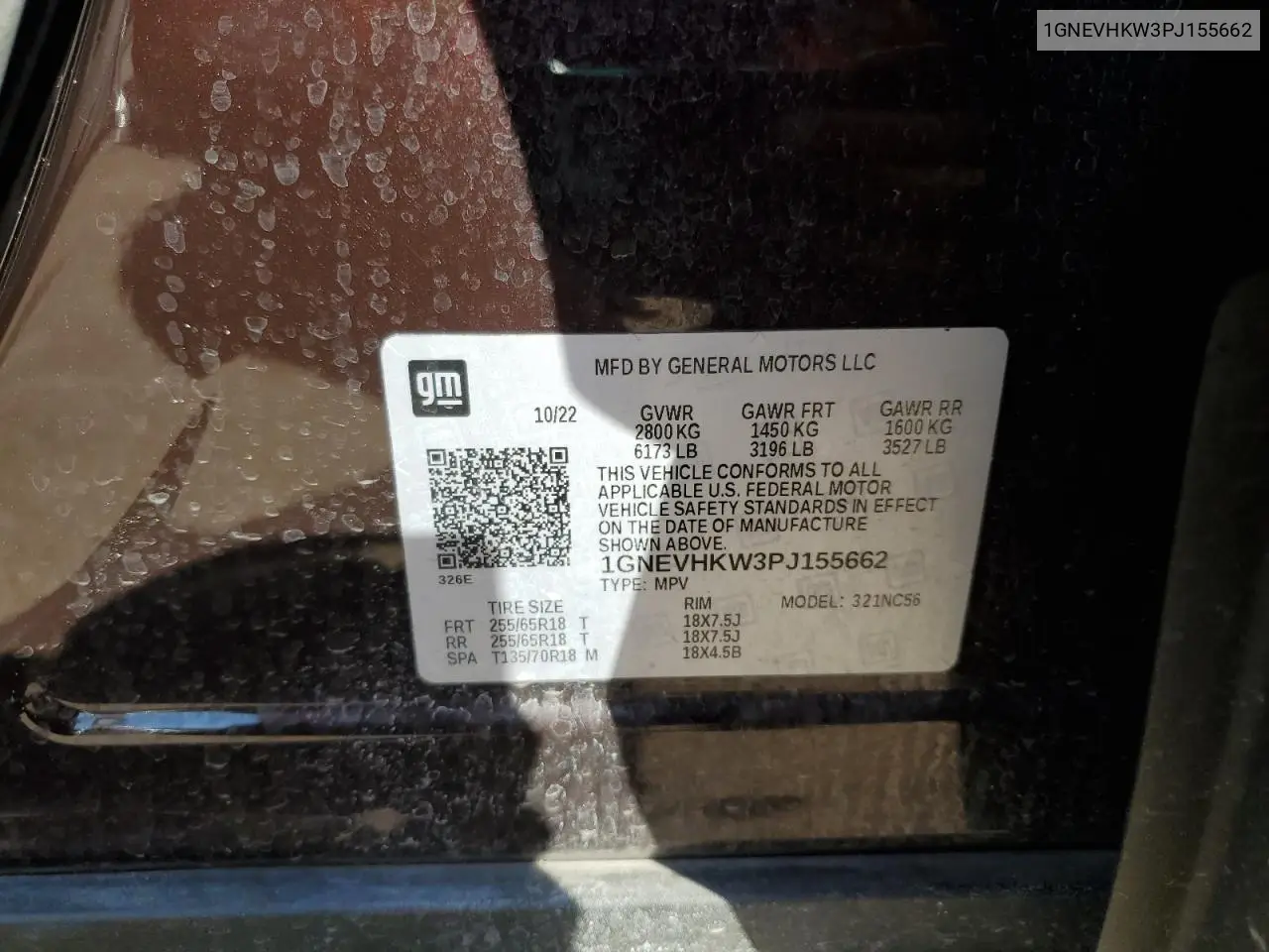 1GNEVHKW3PJ155662 2023 Chevrolet Traverse Lt