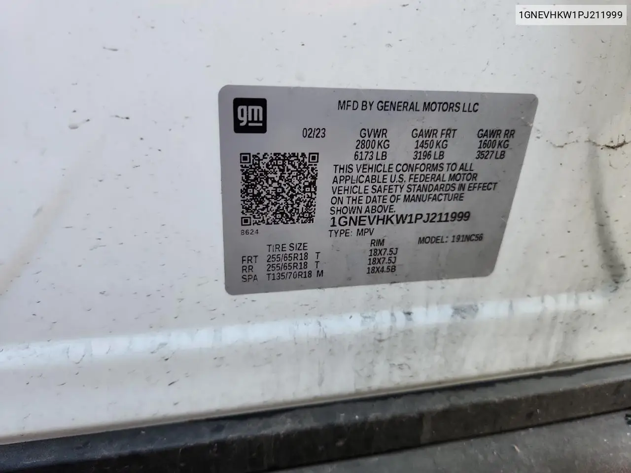 1GNEVHKW1PJ211999 2023 Chevrolet Traverse Lt