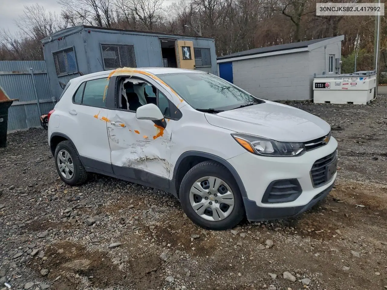 3GNCJKSB2JL417992 2018 Chevrolet Trax Ls