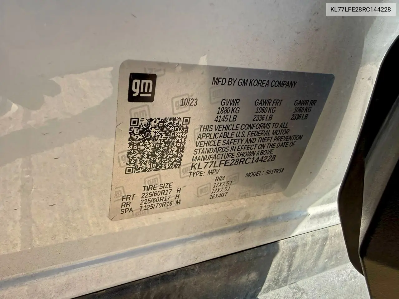 KL77LFE28RC144228 2024 Chevrolet Trax Ls