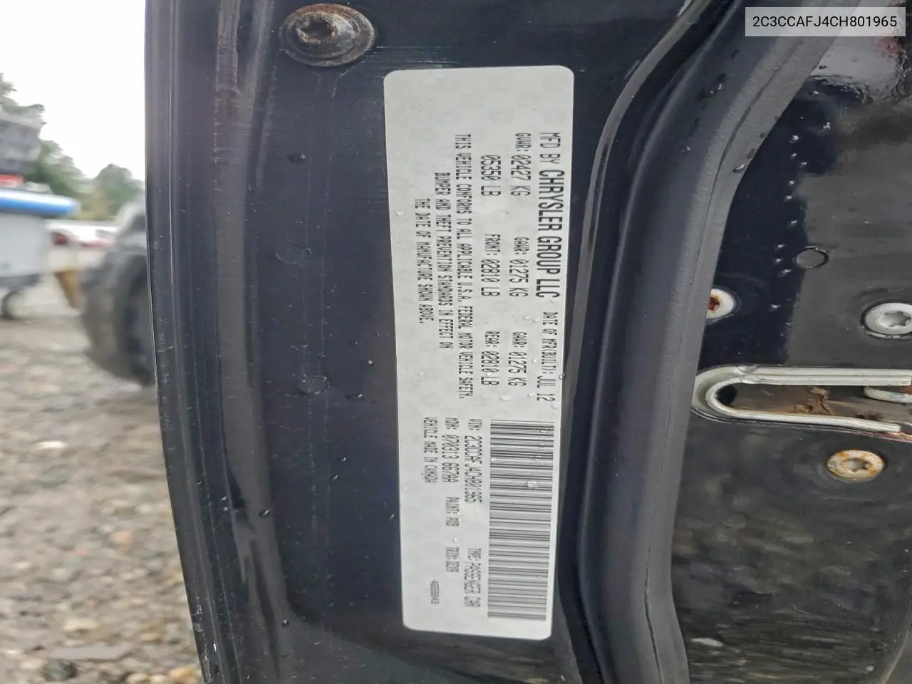 2C3CCAFJ4CH801965 2012 Chrysler 300 Srt-8