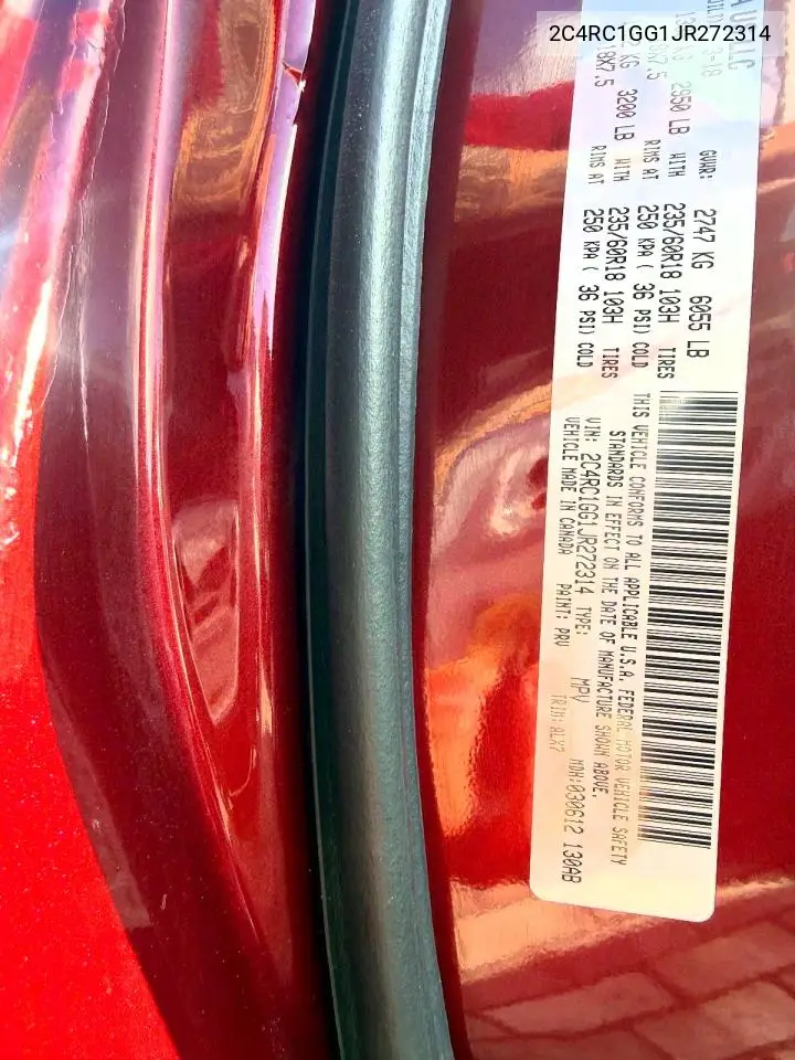 2C4RC1GG1JR272314 2018 Chrysler Pacifica Limited