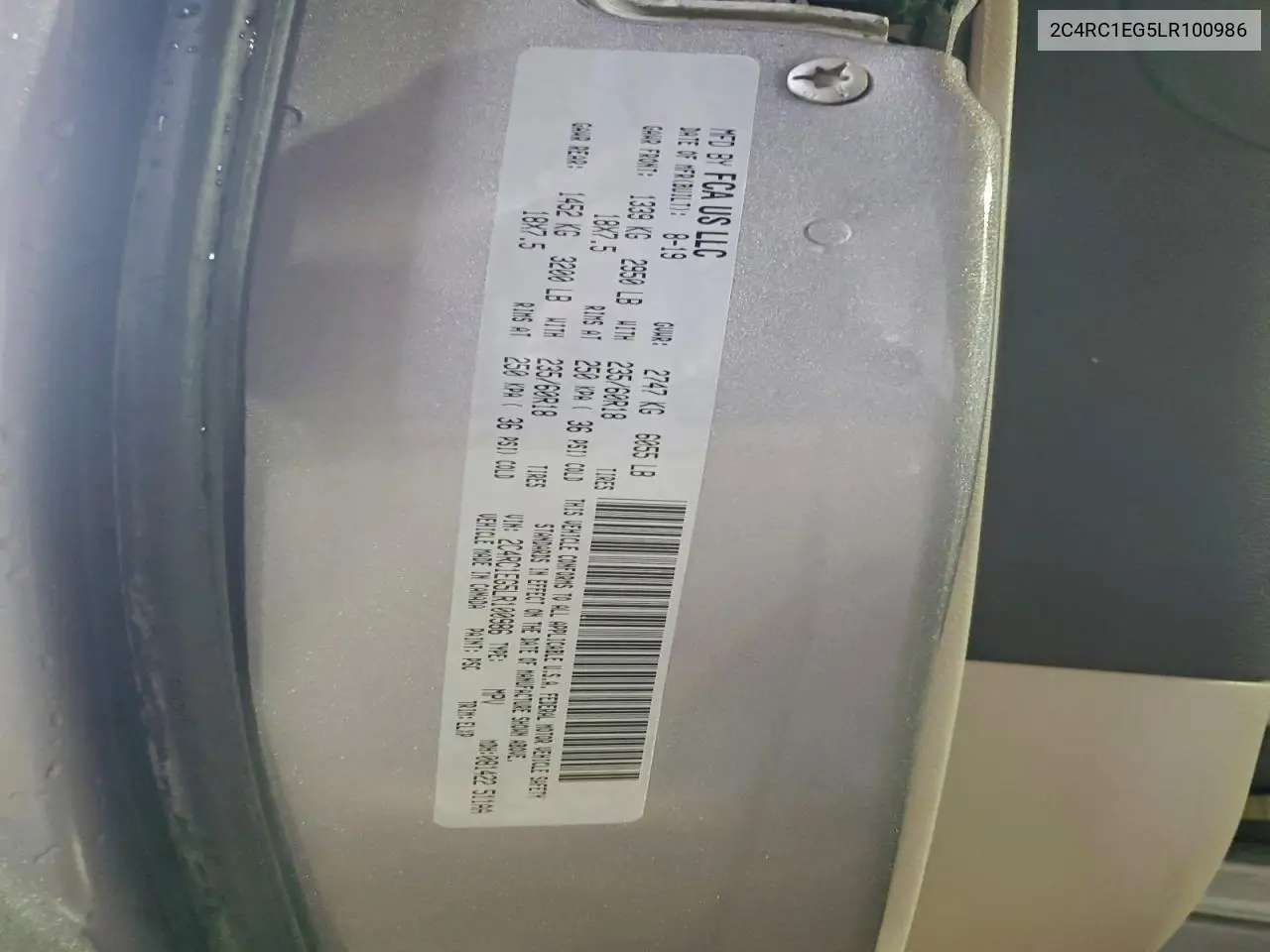 2C4RC1EG5LR100986 2020 Chrysler Pacifica Touring L Plus