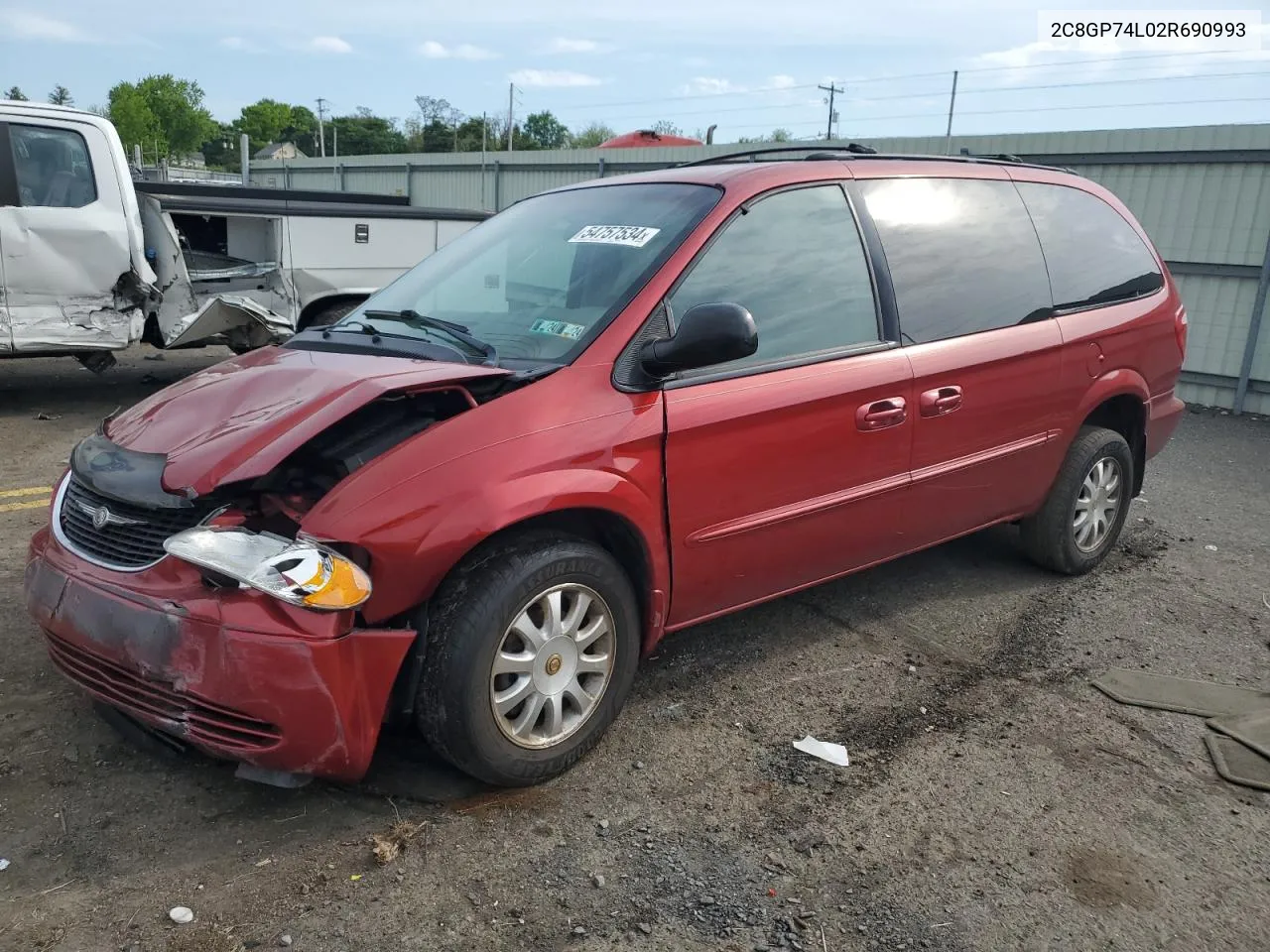 2002 Chrysler Town & Country Ex VIN: 2C8GP74L02R690993 Lot: 54757534