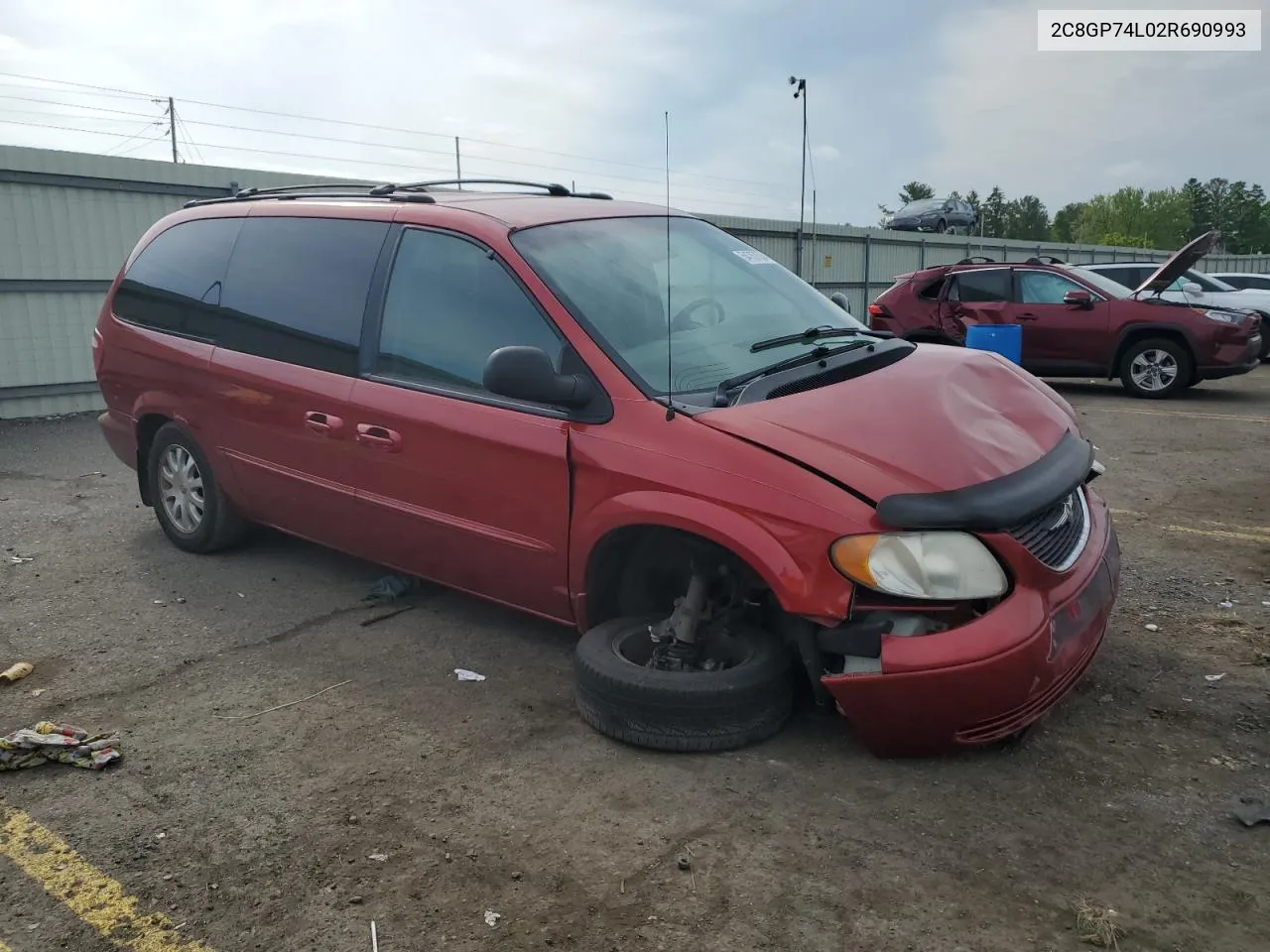 2002 Chrysler Town & Country Ex VIN: 2C8GP74L02R690993 Lot: 54757534