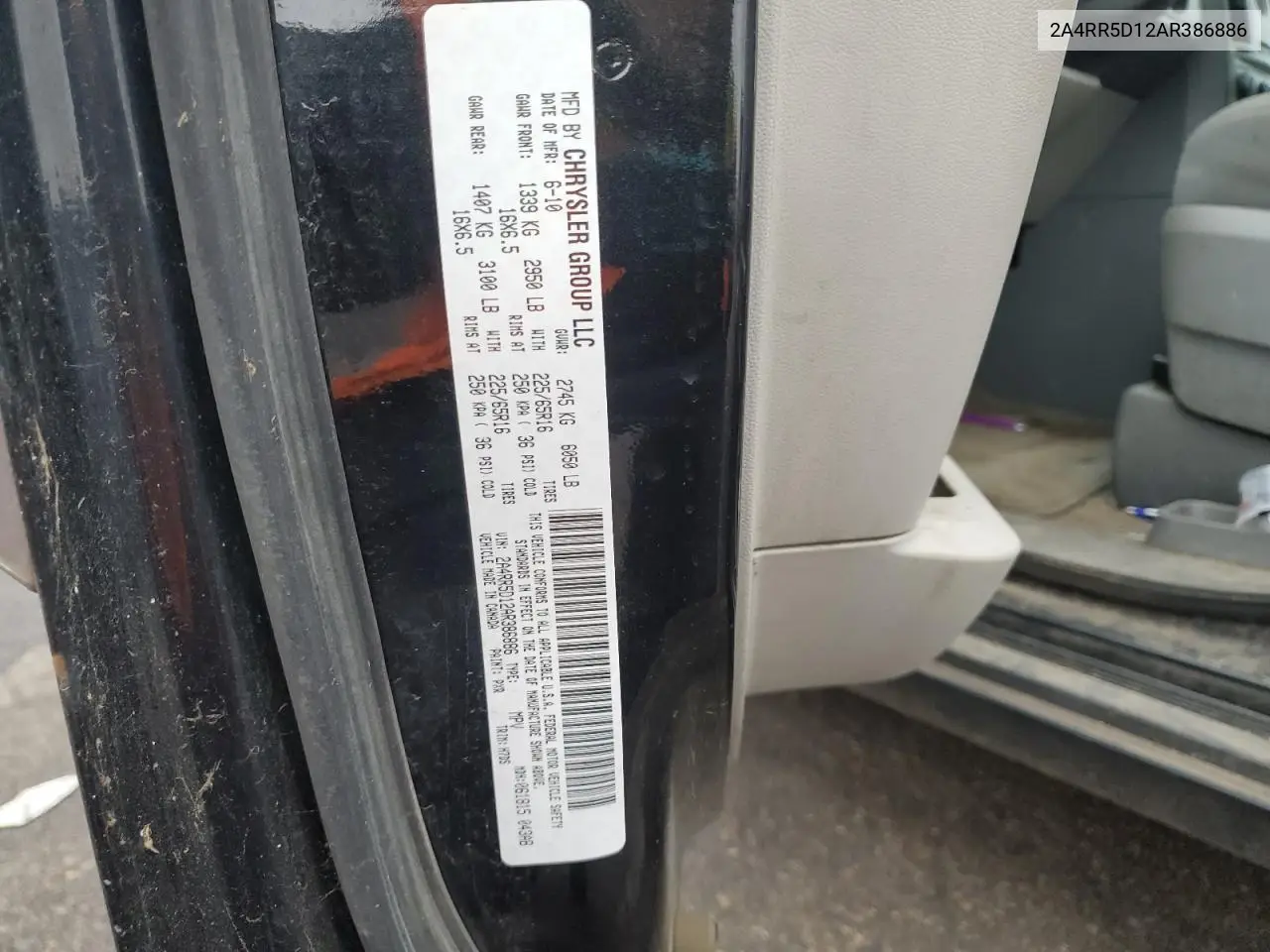 2A4RR5D12AR386886 2010 Chrysler Town & Country Touring