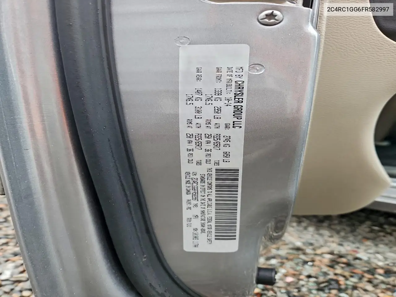 2C4RC1GG6FR582997 2015 Chrysler Town & Country Limited Platinum