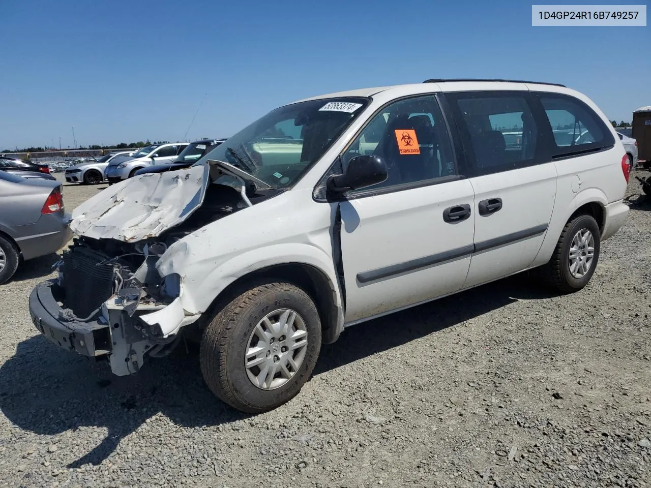 2006 Dodge Grand Caravan Se VIN: 1D4GP24R16B749257 Lot: 52863374