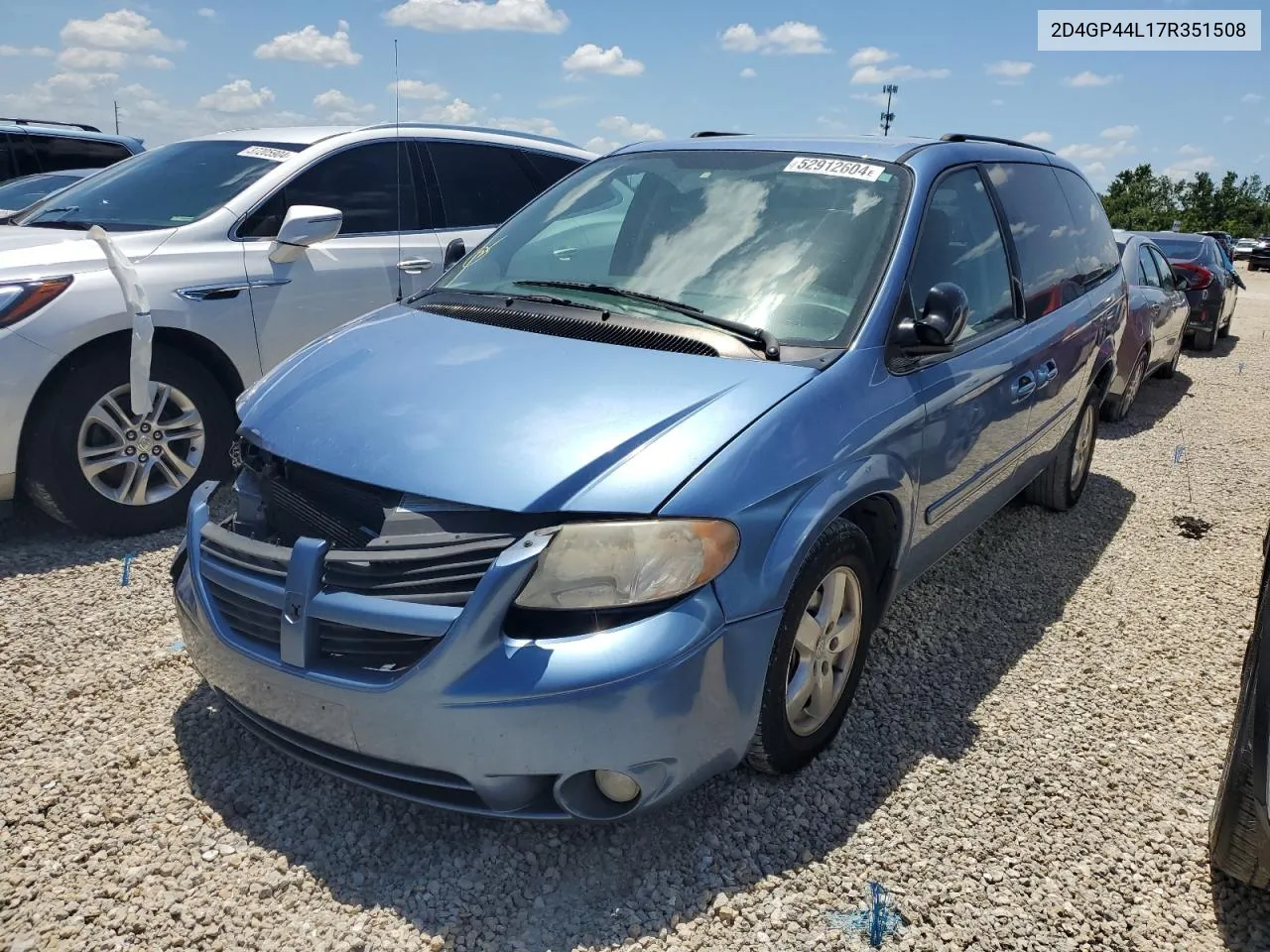 2007 Dodge Grand Caravan Sxt VIN: 2D4GP44L17R351508 Lot: 52912604