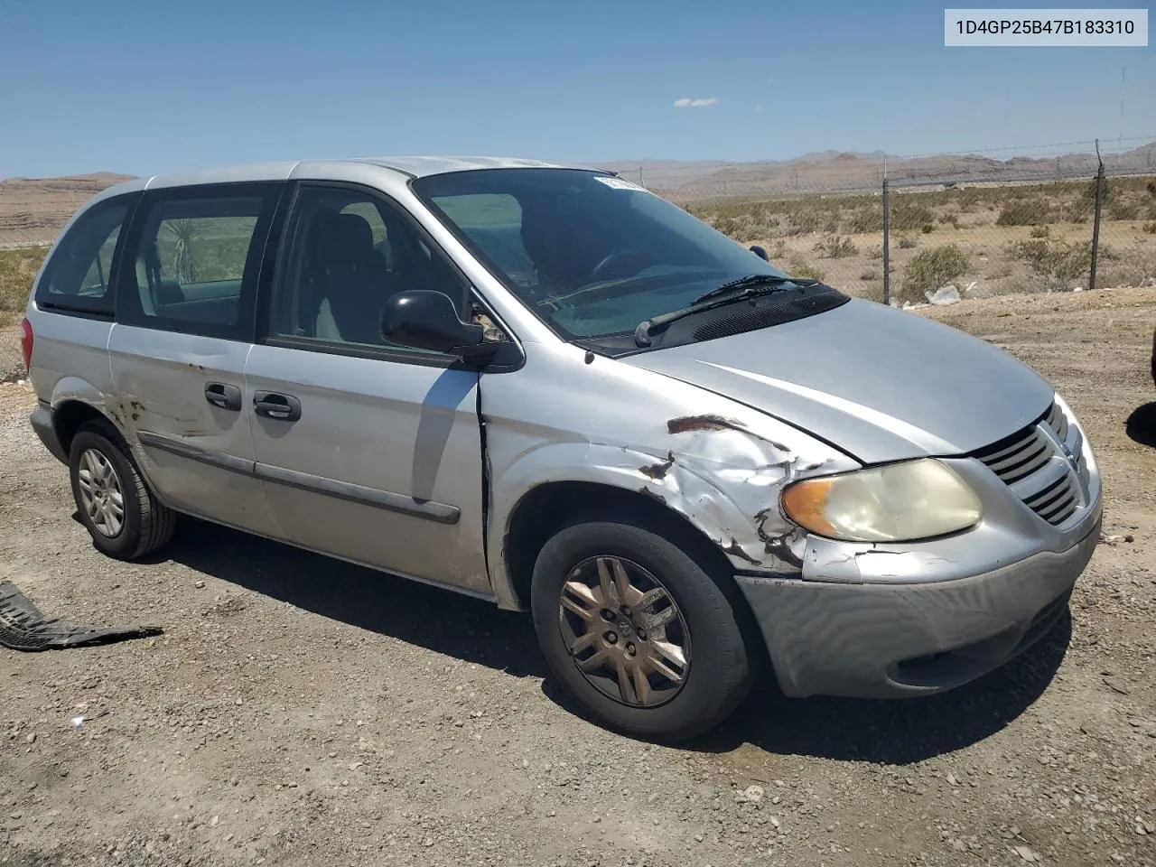 2007 Dodge Caravan Se VIN: 1D4GP25B47B183310 Lot: 57176694