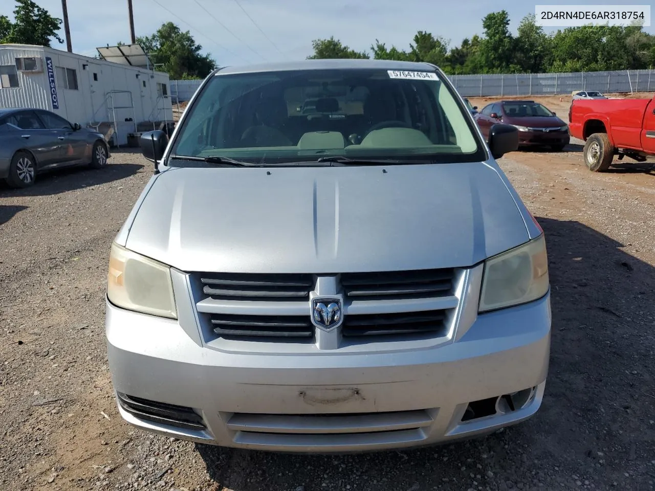 2010 Dodge Grand Caravan Se VIN: 2D4RN4DE6AR318754 Lot: 57647454