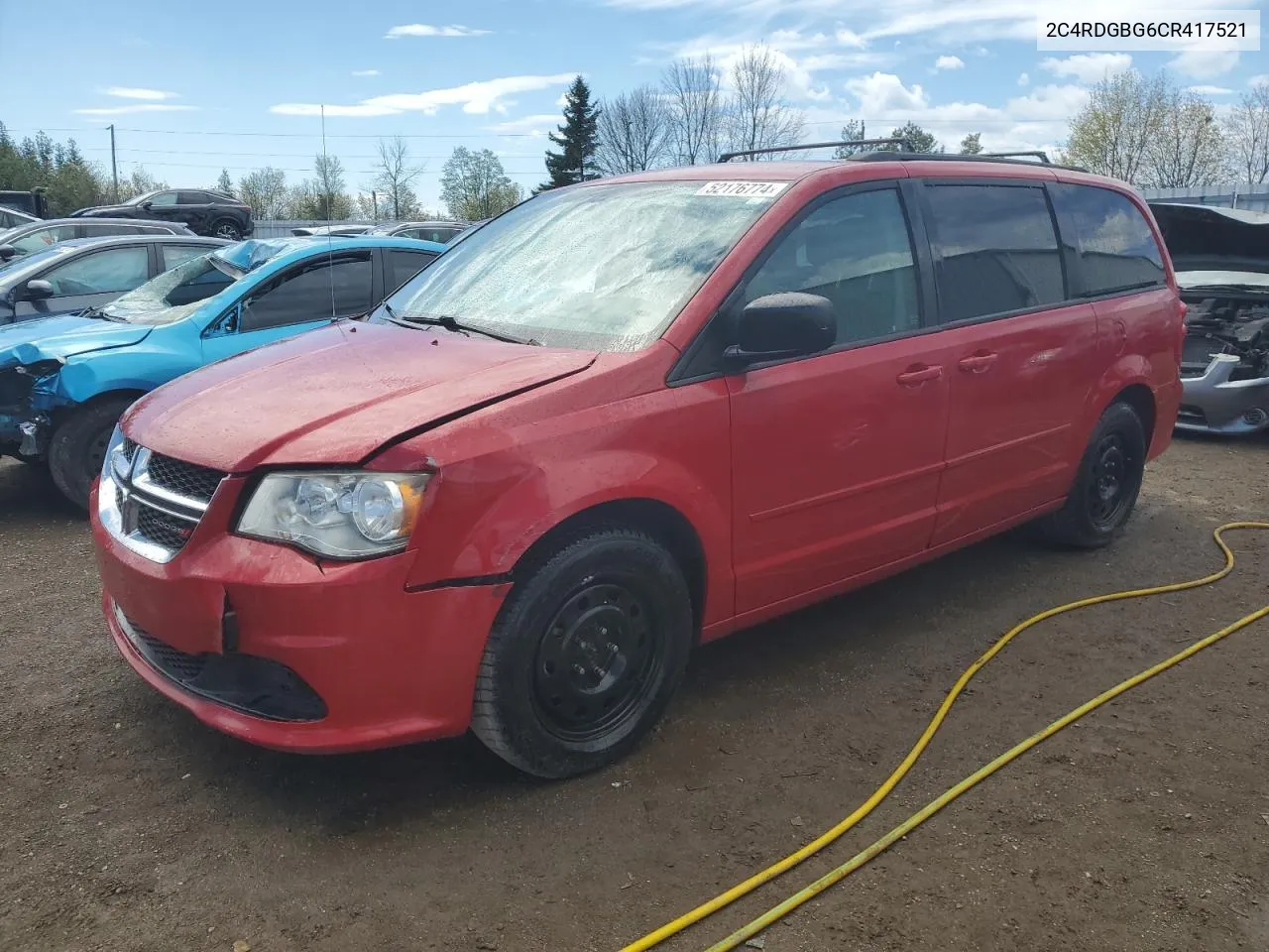 2012 Dodge Grand Caravan Se VIN: 2C4RDGBG6CR417521 Lot: 52176774