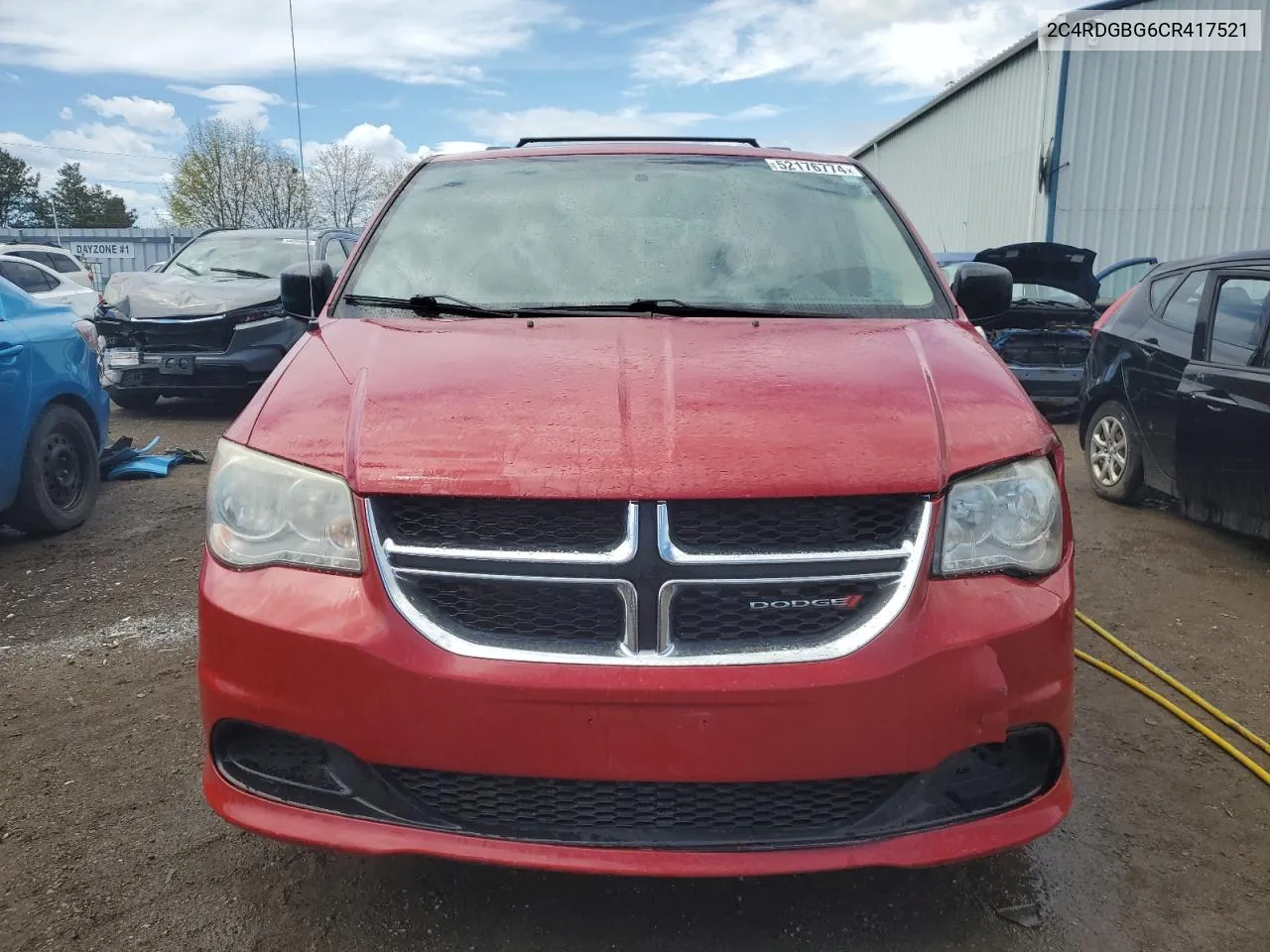 2012 Dodge Grand Caravan Se VIN: 2C4RDGBG6CR417521 Lot: 52176774