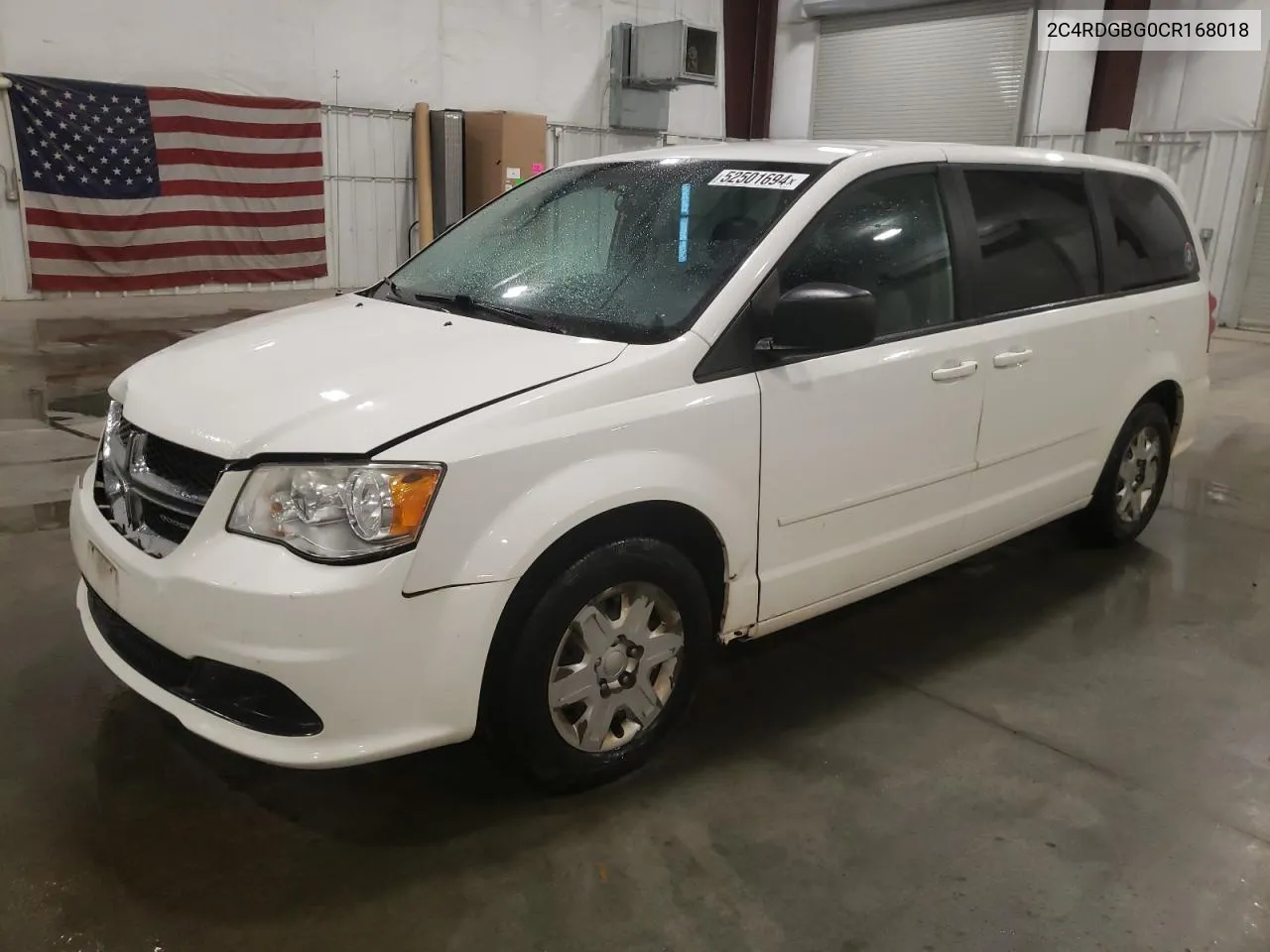 2012 Dodge Grand Caravan Se VIN: 2C4RDGBG0CR168018 Lot: 52501694