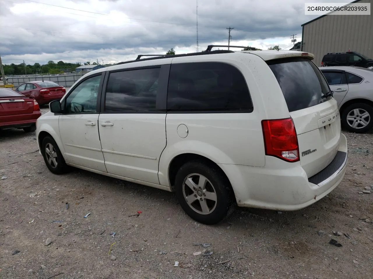 2012 Dodge Grand Caravan Sxt VIN: 2C4RDGCG6CR203935 Lot: 54136134