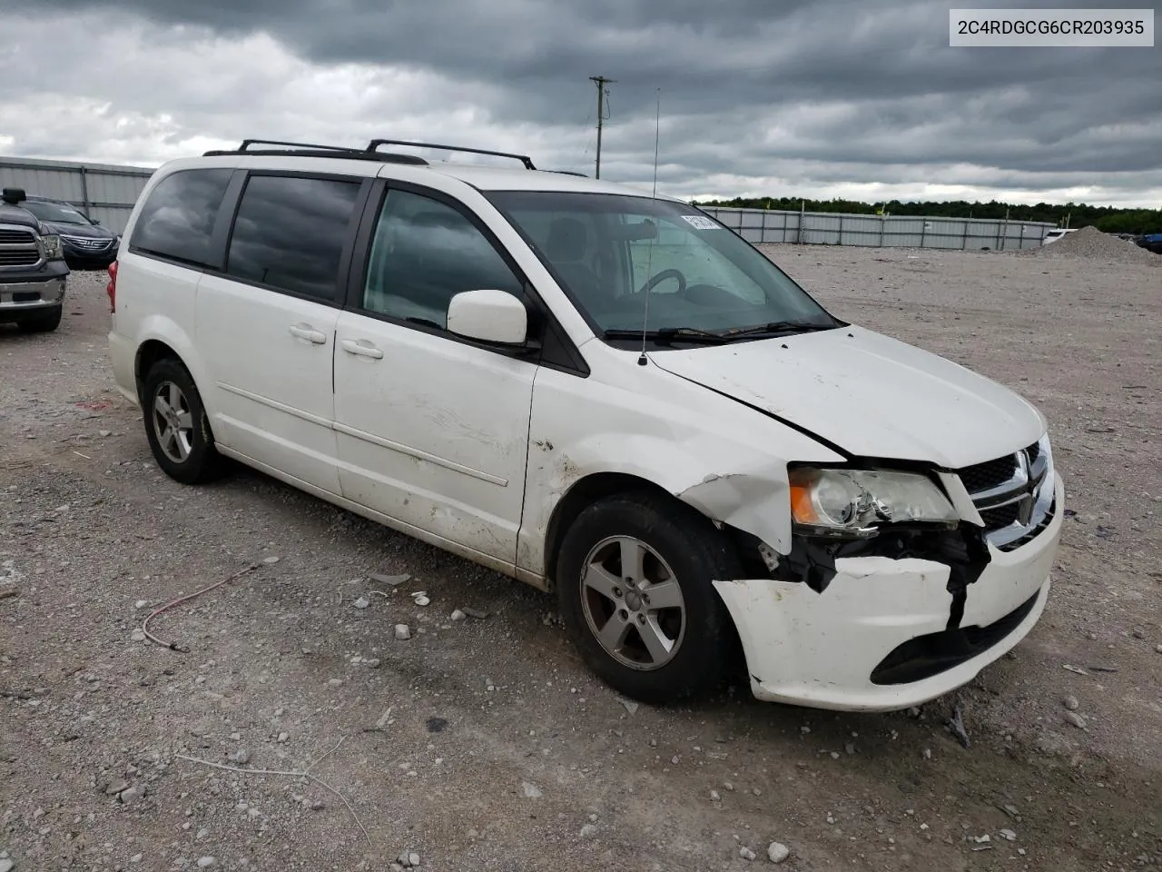 2012 Dodge Grand Caravan Sxt VIN: 2C4RDGCG6CR203935 Lot: 54136134