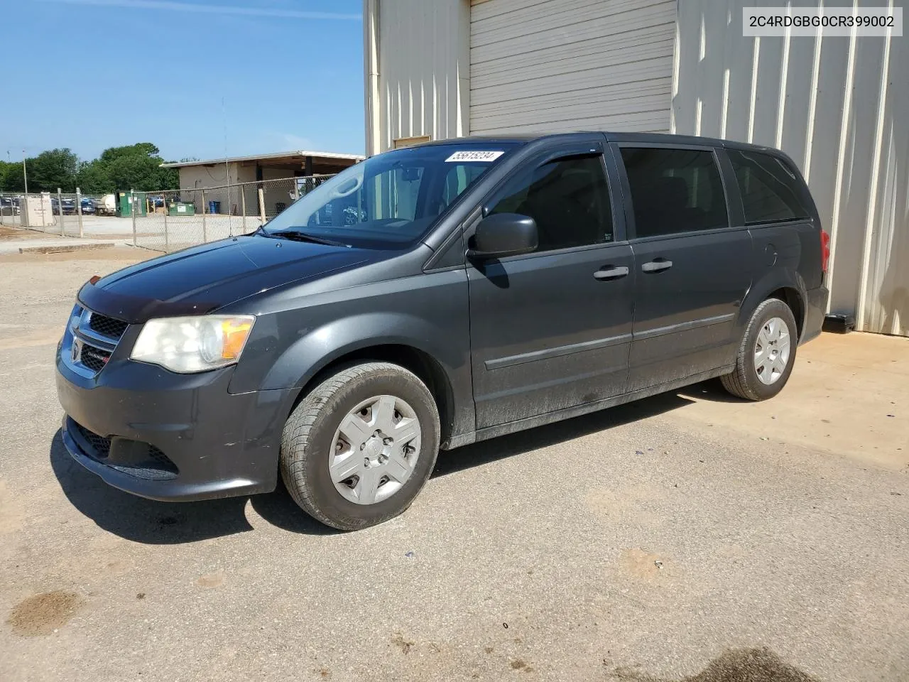 2012 Dodge Grand Caravan Se VIN: 2C4RDGBG0CR399002 Lot: 55615234