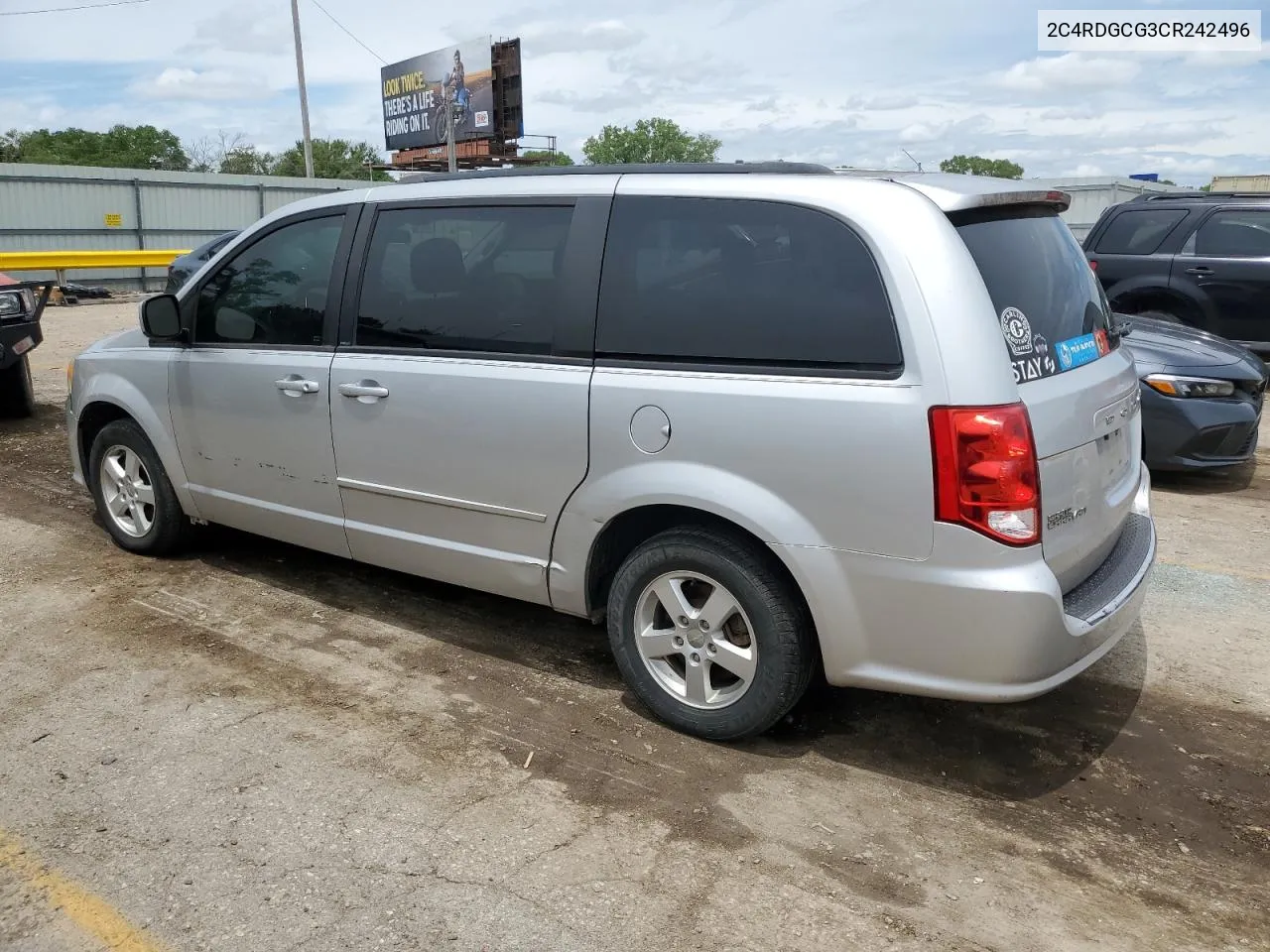 2012 Dodge Grand Caravan Sxt VIN: 2C4RDGCG3CR242496 Lot: 57576314