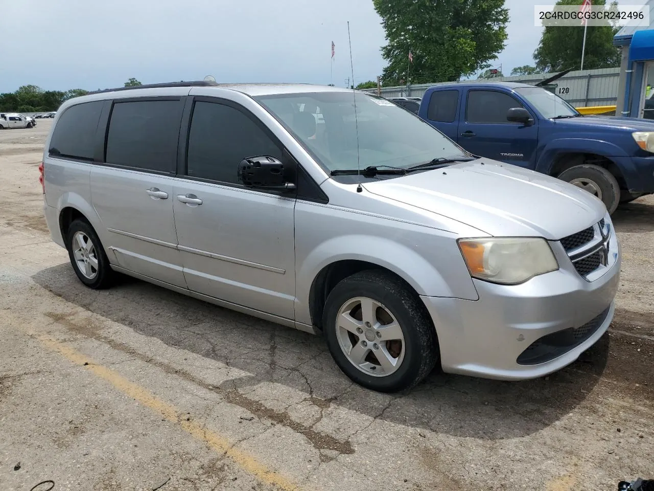 2012 Dodge Grand Caravan Sxt VIN: 2C4RDGCG3CR242496 Lot: 57576314