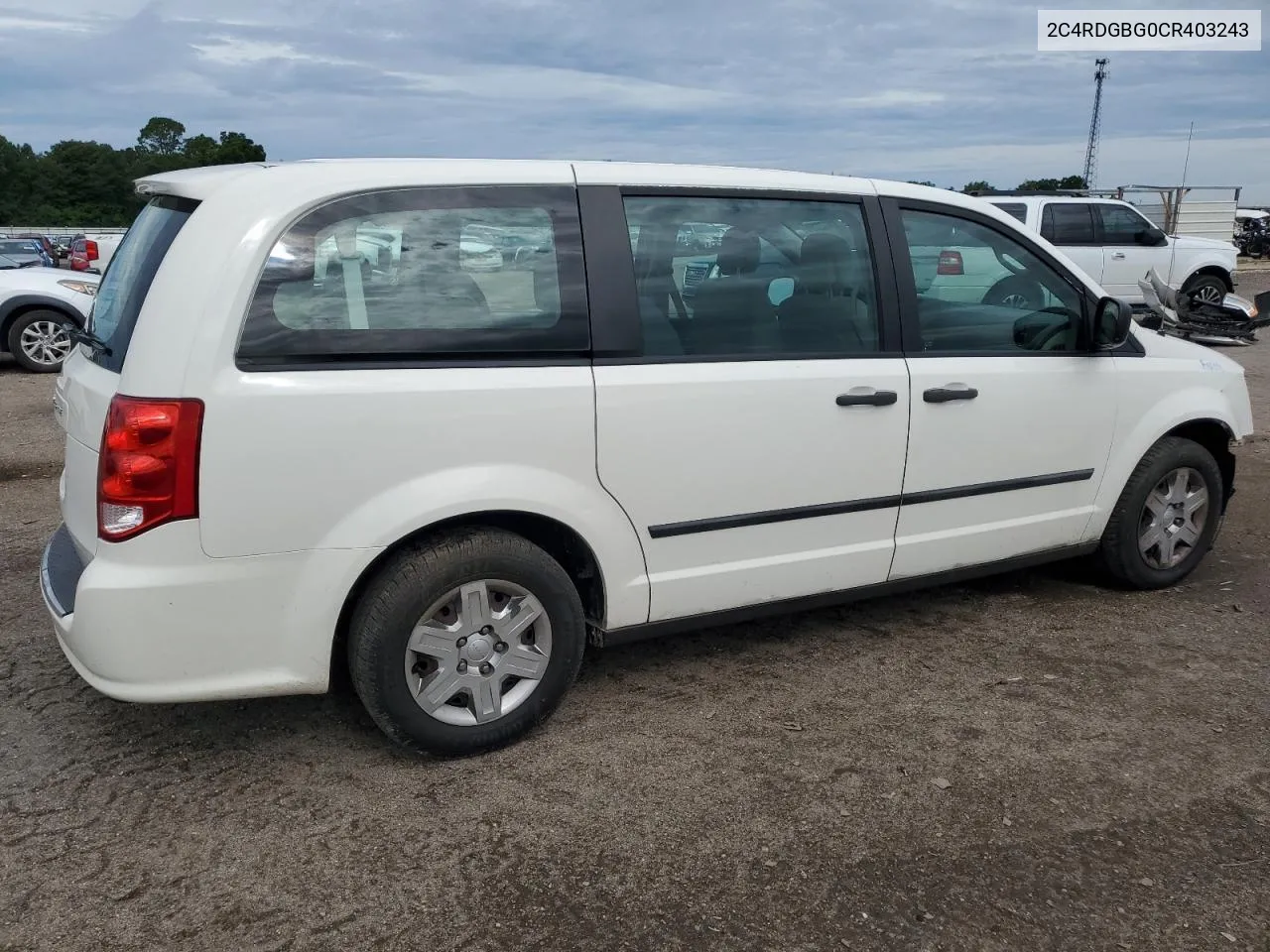 2012 Dodge Grand Caravan Se VIN: 2C4RDGBG0CR403243 Lot: 63793204