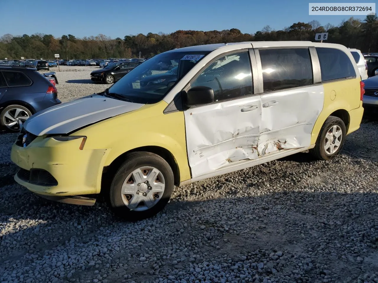 2012 Dodge Grand Caravan Se VIN: 2C4RDGBG8CR372694 Lot: 78418073