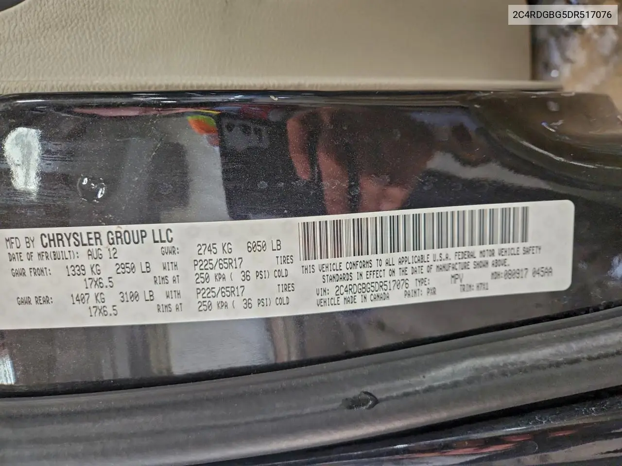 2C4RDGBG5DR517076 2013 Dodge Grand Caravan Se