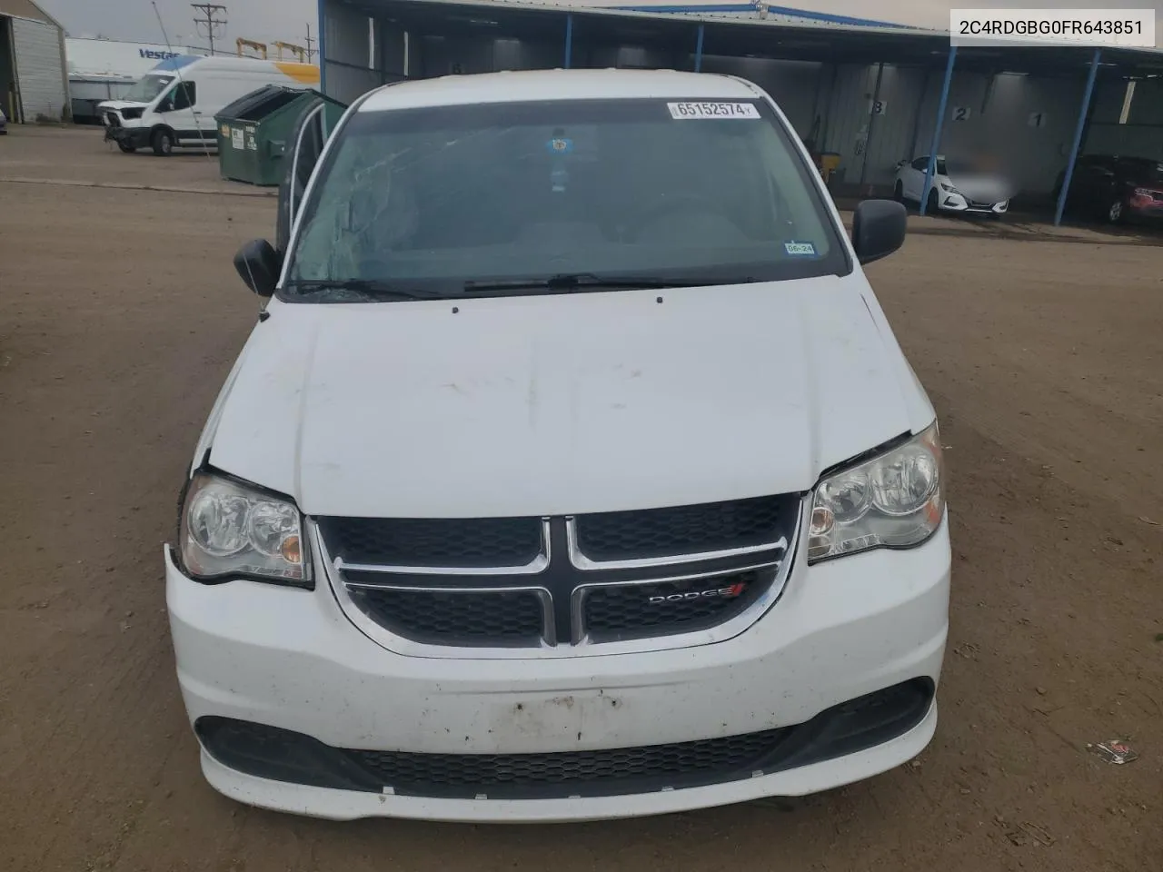 2015 Dodge Grand Caravan Se VIN: 2C4RDGBG0FR643851 Lot: 65152574