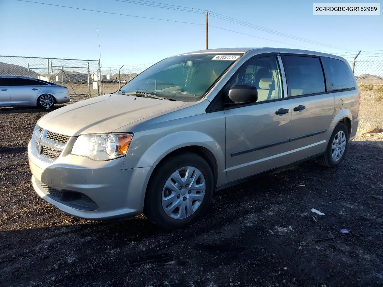 2C4RDGBG4GR152989 2016 Dodge Grand Caravan Se