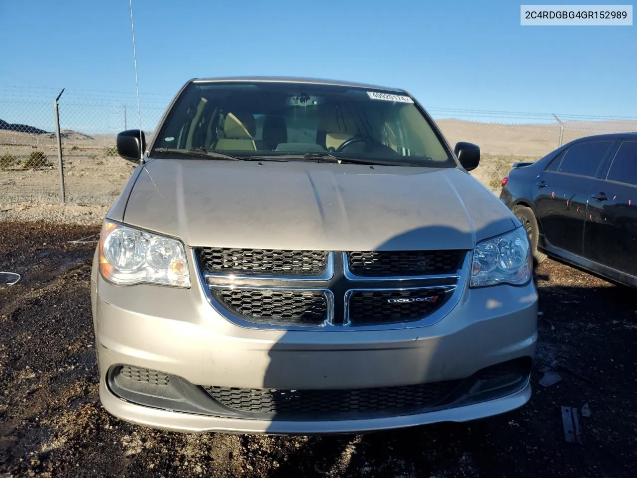 2016 Dodge Grand Caravan Se VIN: 2C4RDGBG4GR152989 Lot: 40920174