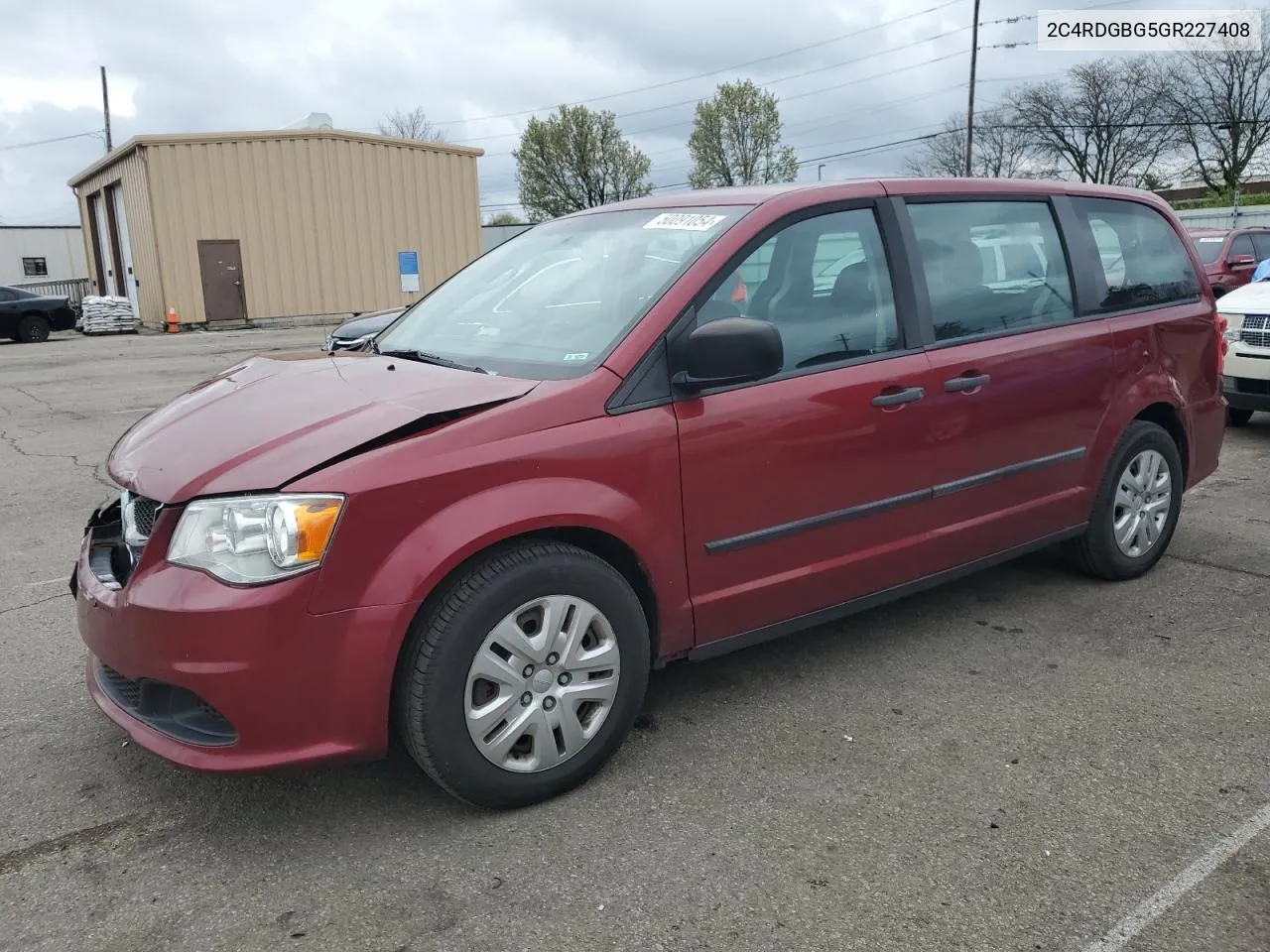 2016 Dodge Grand Caravan Se VIN: 2C4RDGBG5GR227408 Lot: 50091054