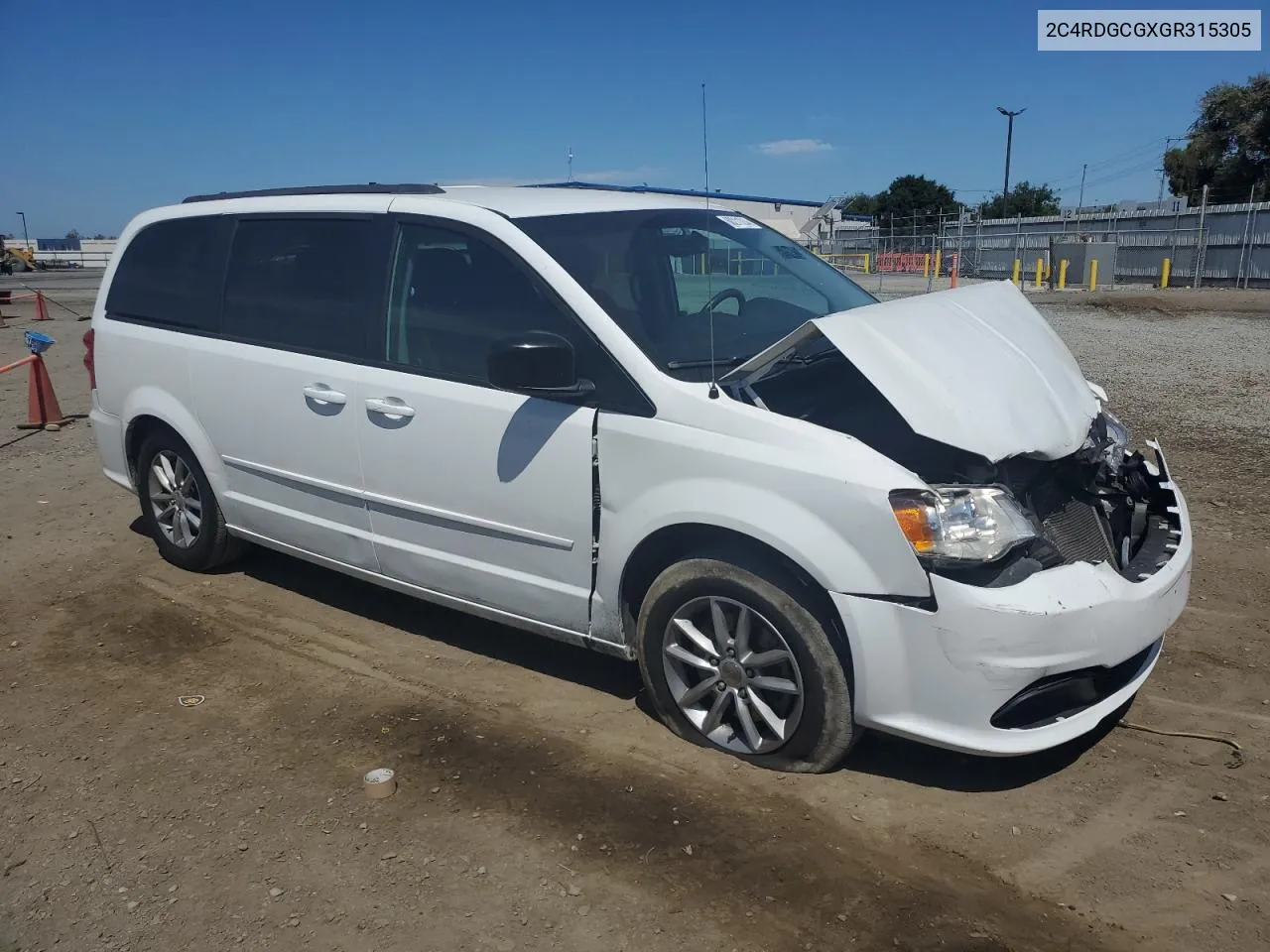 2016 Dodge Grand Caravan Sxt VIN: 2C4RDGCGXGR315305 Lot: 60211314