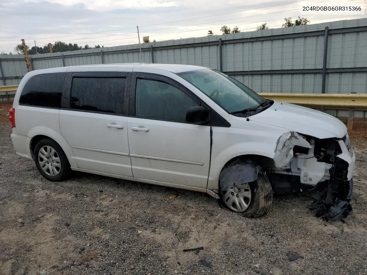 2016 Dodge Grand Caravan Se VIN: 2C4RDGBG6GR315366 Lot: 66763084