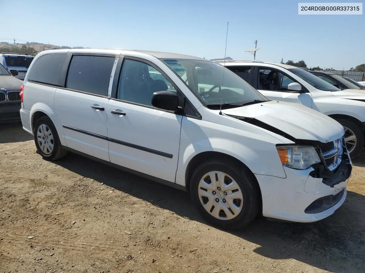 2016 Dodge Grand Caravan Se VIN: 2C4RDGBG0GR337315 Lot: 69459334