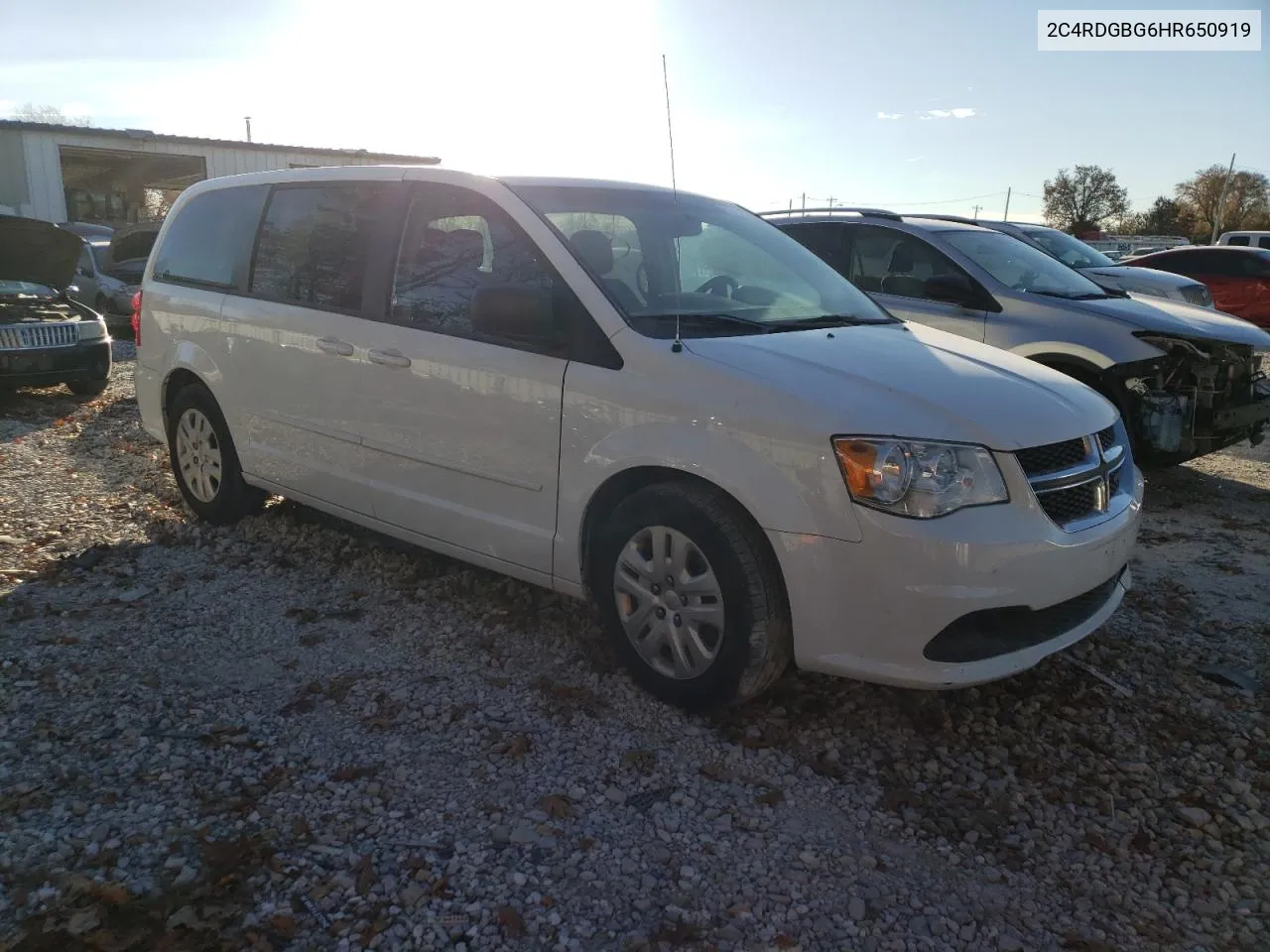 2017 Dodge Grand Caravan Se VIN: 2C4RDGBG6HR650919 Lot: 76285443