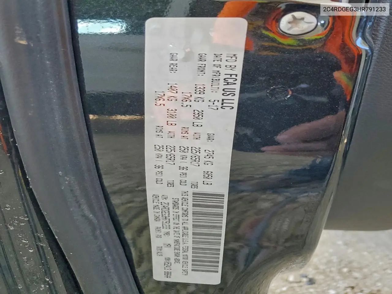 2C4RDGEG3HR791233 2017 Dodge Grand Caravan Gt