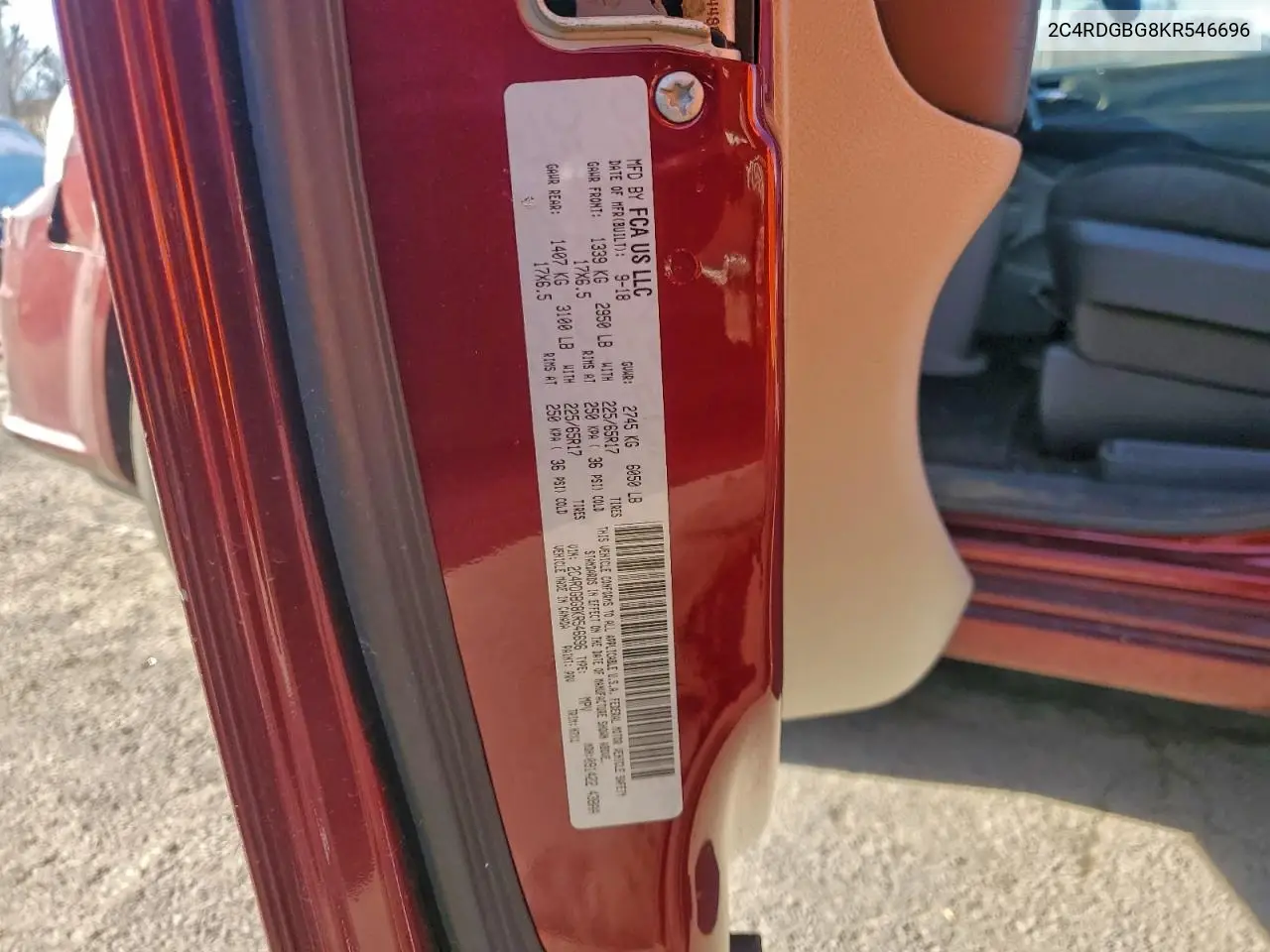 2C4RDGBG8KR546696 2019 Dodge Grand Caravan Se