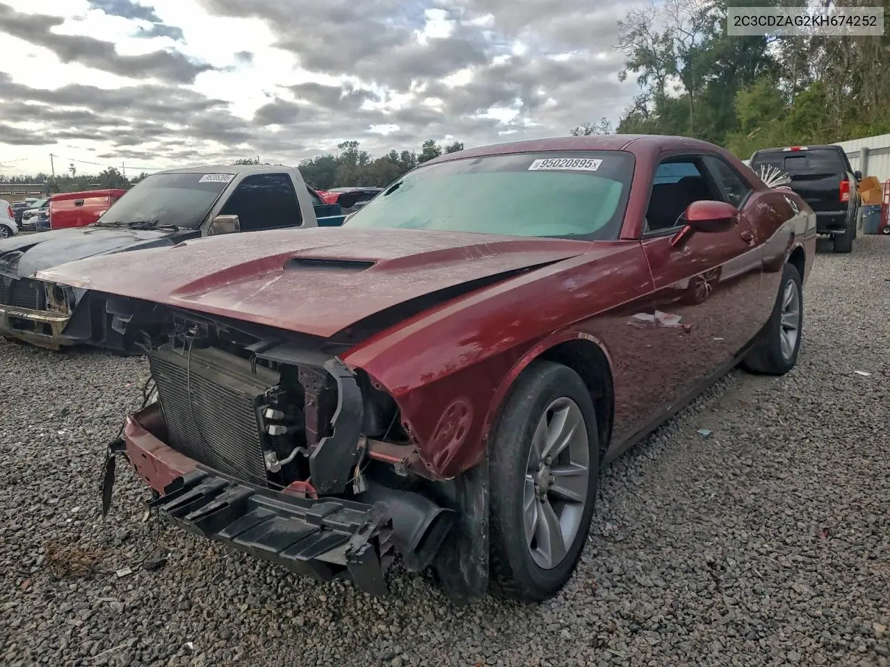 2C3CDZAG2KH674252 2019 Dodge Challenger Sxt
