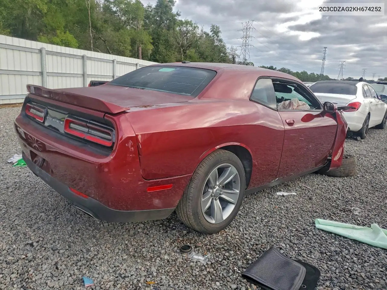 2C3CDZAG2KH674252 2019 Dodge Challenger Sxt