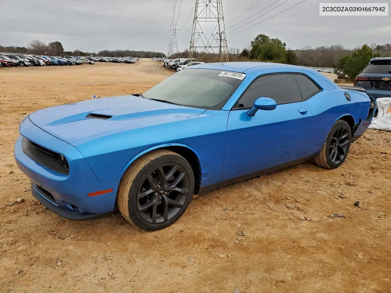 2C3CDZAG3KH667942 2019 Dodge Challenger Sxt
