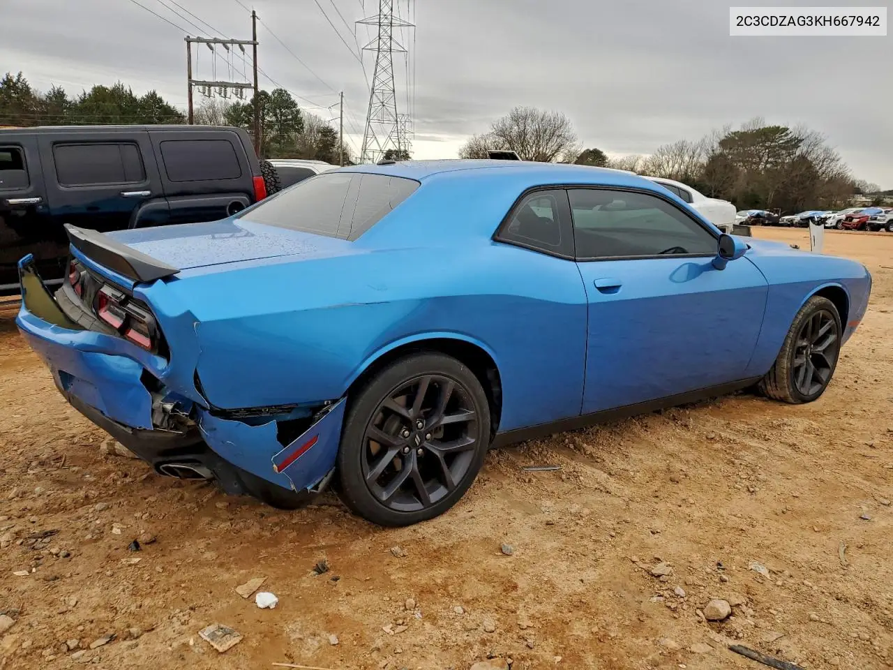 2C3CDZAG3KH667942 2019 Dodge Challenger Sxt