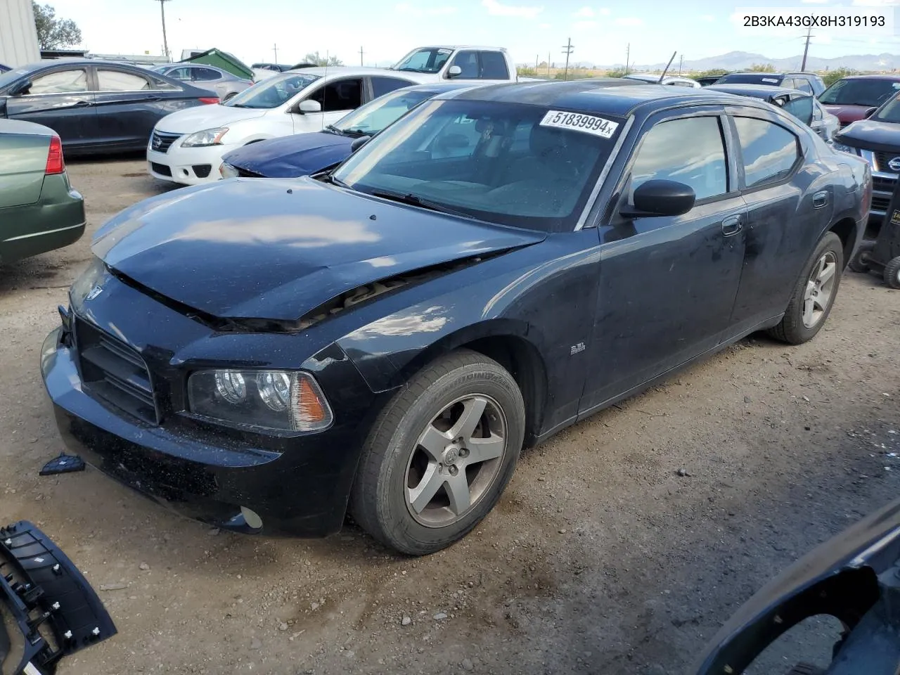 2008 Dodge Charger VIN: 2B3KA43GX8H319193 Lot: 51839994