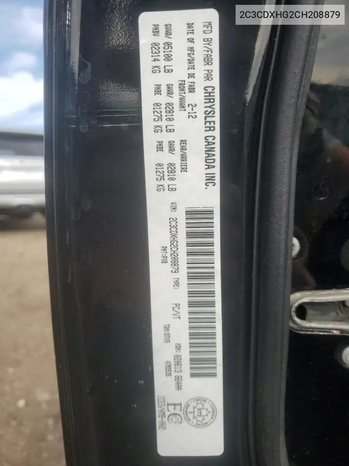 2C3CDXHG2CH208879 2012 Dodge Charger Sxt