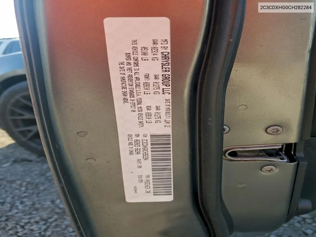 2C3CDXHG0CH282284 2012 Dodge Charger Sxt