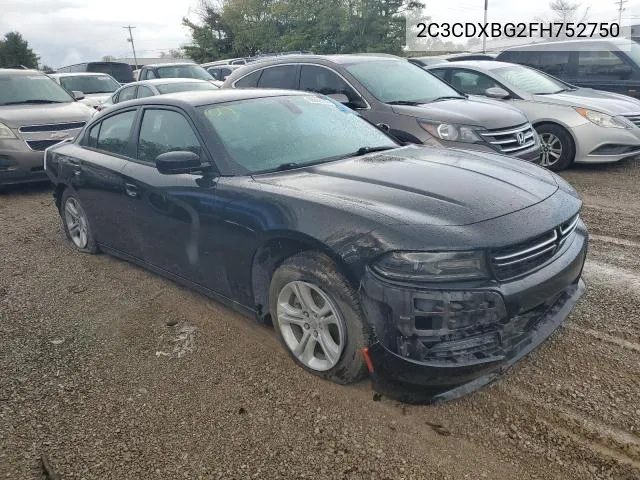 2015 Dodge Charger Se VIN: 2C3CDXBG2FH752750 Lot: 62225064