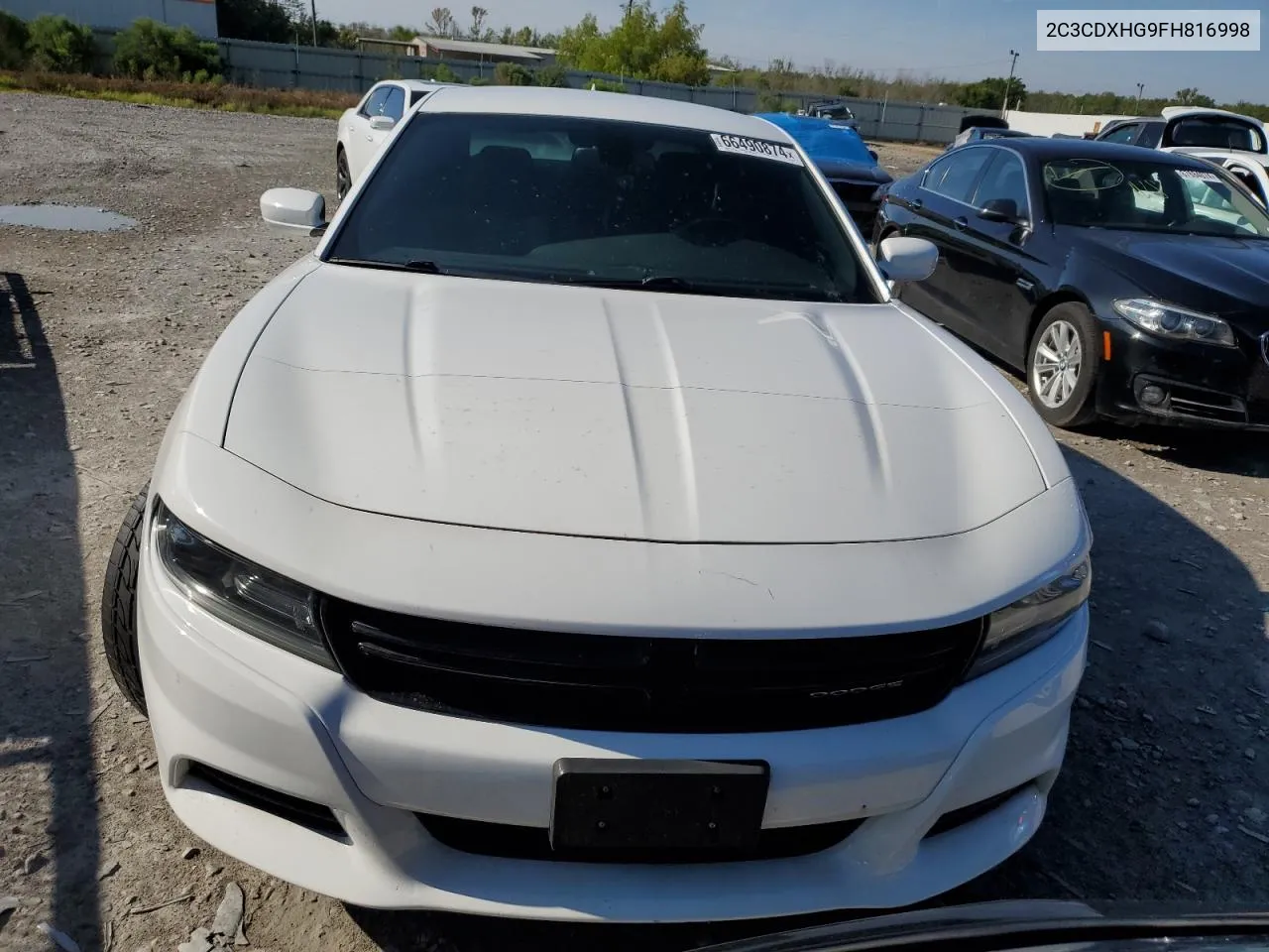 2015 Dodge Charger Sxt VIN: 2C3CDXHG9FH816998 Lot: 66490874